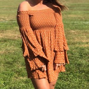 Burnt orange smock dress